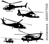 helicopter silhouette vector set in black on white background 