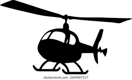 Helicopter Silhouette Vector Top View Aircraft Icon