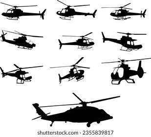 
Las siluetas de helicóptero son representaciones icónicas de estos versátiles aviones en una forma simplificada y visualmente llamativa. Estas siluetas suelen mostrar la forma distintiva de los helicópteros.