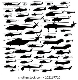 helicopter silhouettes set