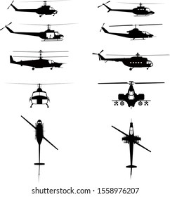 Helicopter silhouettes set, ready to use. The vector is clean and error free. Enjoy your use.