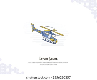 Helicopter simple doodle flat vector art for wall decoration landscape. vector illustration simple image. collection of transportation cartoon illustrations. for room decoration, events, etc