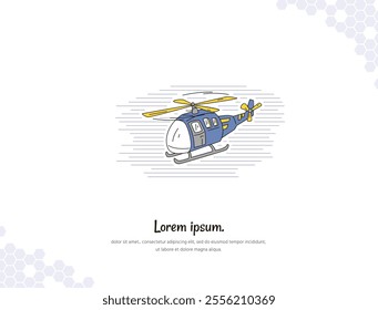 Helicopter simple doodle flat vector art for wall decoration landscape. vector illustration simple image. collection of transportation cartoon illustrations. for room decoration, events, etc