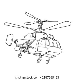 Helikopterskizze, Farbstoff, Einzelobjekt auf weißem Hintergrund, Vektorgrafik, EPS