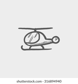Helicopter sketch icon for web, mobile and infographics. Hand drawn vector dark grey icon isolated on light grey background.