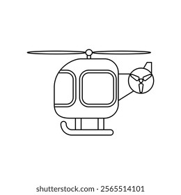 Helicopter symbol line icon isolated on white background. Vector illustration.