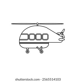 Helicopter symbol line icon isolated on white background. Vector illustration.