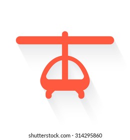 Helicopter symbol in orange with drop shadow on white