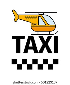 Helicopter taxi transport, advertising poster, vector illustration