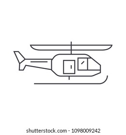 Helicopter thin line icon concept. Helicopter linear vector sign, symbol, illustration.
