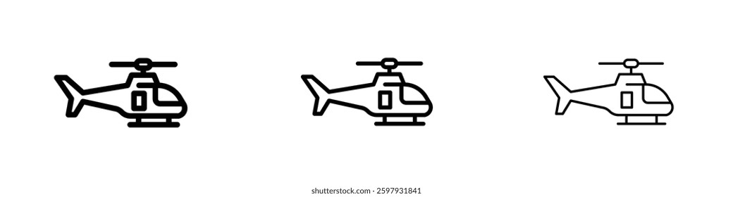 Helicopter thin line vector icon set.