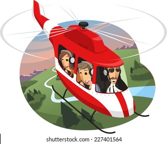 Helicopter Tour Air Travel, vector illustration cartoon.