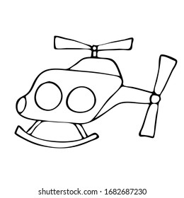 Helicopter toy for children. Vector hand draw illustration isolated on white background