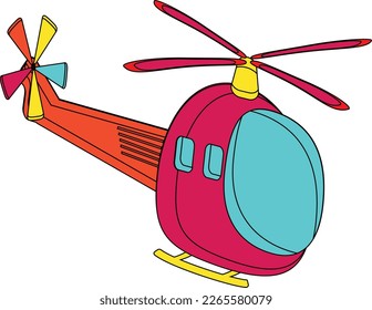 Helicopter Toy, objeto curte con todo color para el desarrollo de niños y la ilustración de vectores de dibujos animados de entretenimiento