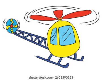Helicopter toy isolated on white background