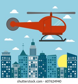 helicopter transport city sun