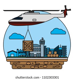 helicopter transport with wood box delivery