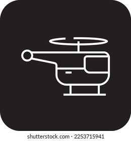 Helicopter Transportation icon with black filled line style. Vehicle, symbol, transport, line, outline, station, travel, automobile, editable, pictogram, isolated, flat. Vector illustration