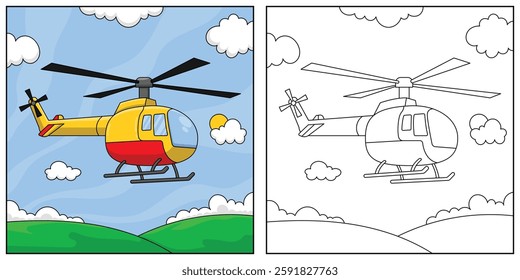 Helicopter, transportation, vehicles, outlines, coloring books for children