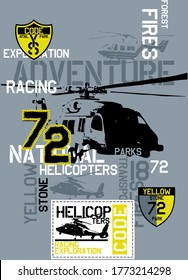 Helicopter Typography Print art design