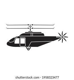 Helicopter vector black icon. Vector illustration helicopter on white background. Isolated black illustration icon of aircraft.
