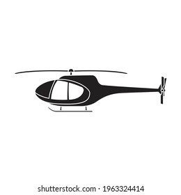 Helicopter vector black icon. Vector illustration helicopter on white background. Isolated black illustration icon of aircraft.