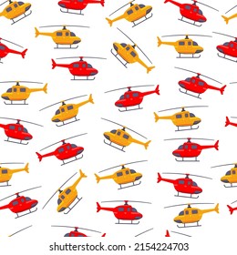 Helicopter vector cartoon seamless pattern.