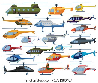 Helicopter vector cartoon set icon. Vector illustration copter on white background. Isolated cartoon set icon helicopter.