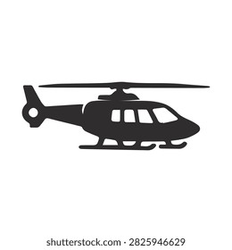Helicopter Vector Icon Civil Transport Chopper Flight Vehicle Silhouette Isolated White Background