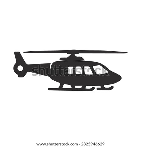 Helicopter Vector Icon Civil Transport Chopper Flight Vehicle Silhouette Isolated White Background