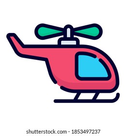 icono del vector helicóptero. estilo de esquema coloreado para Web y Mobile.