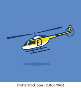 Helicopter vector icon illustration in flat cartoon style