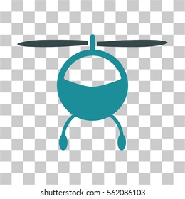Helicopter vector icon. Illustration style is flat iconic bicolor soft blue symbol on a transparent background.