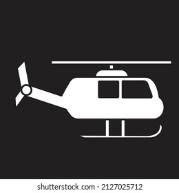 helicopter vector icon on white on black background