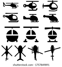 Helicopter vector icon set. aircraft illustration sign collection. airline logo isolated on white background.