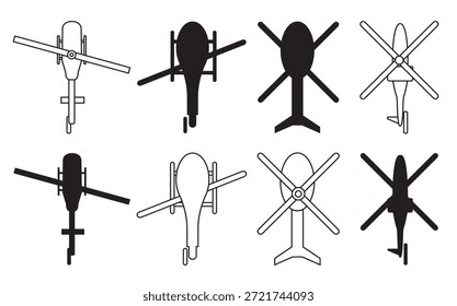 helicopter vector icon set aircraft illustration sign