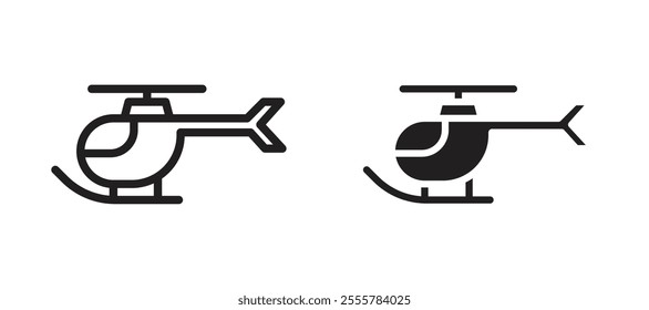 Helicopter vector icon set in black color.