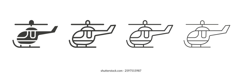 Helicopter vector icon set in black and white color.