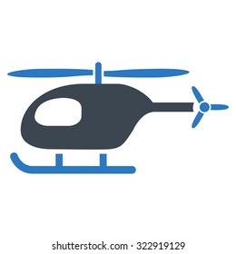 Helicopter vector icon. Style is bicolor flat symbol, smooth blue colors, rounded angles, white background.