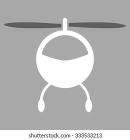 Helicopter vector icon. Style is bicolor flat symbol, dark gray and white colors, rounded angles, silver background.