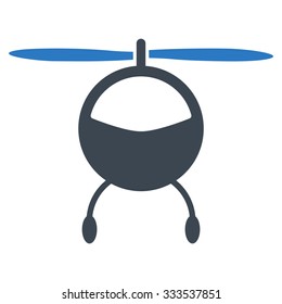 Helicopter vector icon. Style is bicolor flat symbol, smooth blue colors, rounded angles, white background.