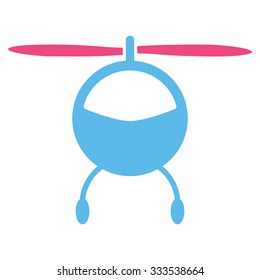Helicopter vector icon. Style is bicolor flat symbol, pink and blue colors, rounded angles, white background.