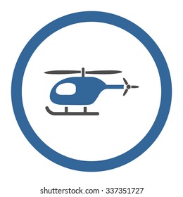 Helicopter vector icon. Style is bicolor flat rounded symbol, cobalt and gray colors, rounded angles, white background.
