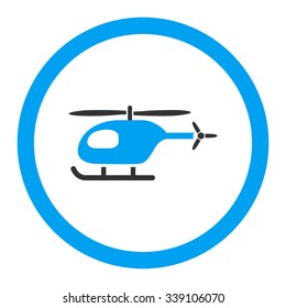 Helicopter vector icon. Style is bicolor flat rounded symbol, blue and gray colors, rounded angles, white background.
