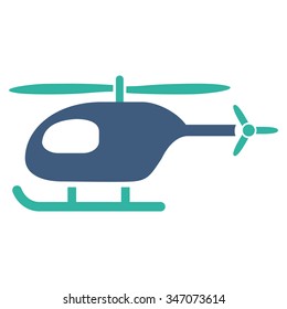 Helicopter vector icon. Style is bicolor flat symbol, cobalt and cyan colors, rounded angles, white background.