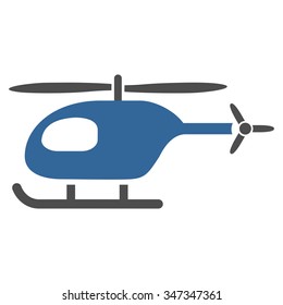 Helicopter vector icon. Style is bicolor flat symbol, cobalt and gray colors, rounded angles, white background.