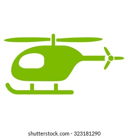 Helicopter vector icon. Style is flat symbol, eco green color, rounded angles, white background.