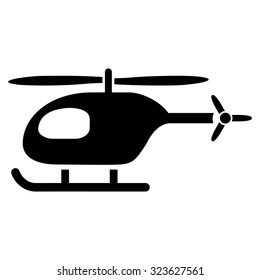 Helicopter vector icon. Style is flat symbol, black color, rounded angles, white background.