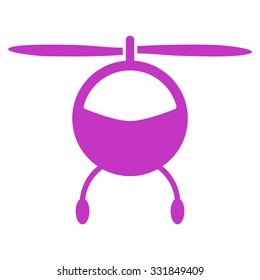 Helicopter vector icon. Style is flat symbol, violet color, rounded angles, white background.