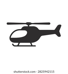 Helicopter Vector Icon Transport Chopper Rotorcraft Vehicle Silhouette Isolated White Background